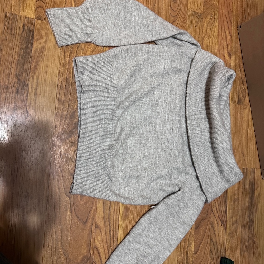 Gray Off-Shoulder Sweater